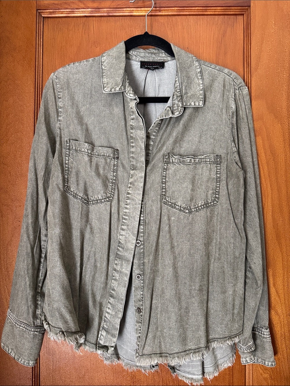 Dress Forum Olive Green Button-Front Shirt